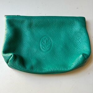 Chic European 100% Teal Leather Cosmetic Bag Made in Italy Firenze Wallet Purse